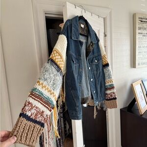 Three Bird Nest / POL Denim Jacket with Woven Accents